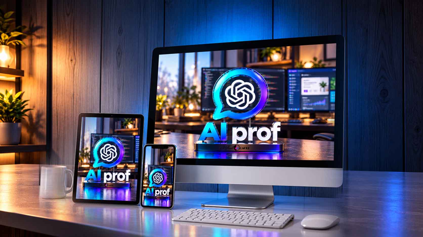Promotional AI Prof project artwork supplied by Michael Oracle, not an interface screenshot.