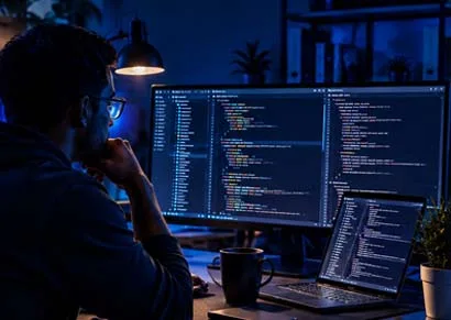 A developer working on a web application